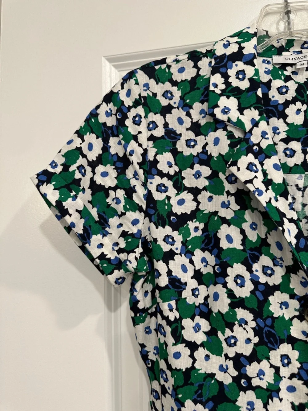 Olivaceous Green Floral Short Sleeve Romper - Picture 4 of 9